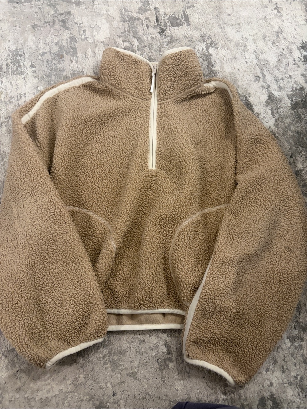 Old Navy Women's Tan Teddy Sherpa Half-Zip Jacket